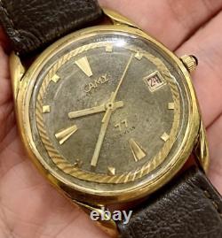 VERY RARE Vintage Swiss Watch CAMY Olive Green/Gold Dial COLLECTOR's