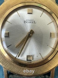 VINTAGE 1950's EXTREMELY RARE SWISS ERNEST BOREL YELLOW GOLD PLATED MAN'S WATCH