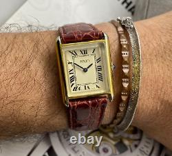 VINTAGE AGON TANK MANUAL WINDING GOLD PLATED UNISEX WATCH SWISS ULTRA RARE 70s