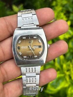 VINTAGE ATLANTIC WATCH RARE CHROMED MEN AUTOMATIC DAY-DATE 25 JEWELS 70s SWISS