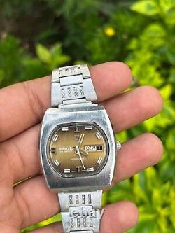 VINTAGE ATLANTIC WATCH RARE CHROMED MEN AUTOMATIC DAY-DATE 25 JEWELS 70s SWISS