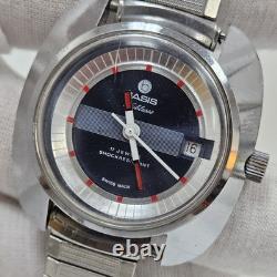 VINTAGE BASIS NOBLESSE 1950's RARE MENS WRIST WATCH 17 JEWEL SWISS DATE RUNS