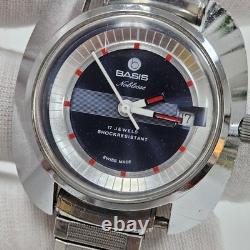 VINTAGE BASIS NOBLESSE 1950's RARE MENS WRIST WATCH 17 JEWEL SWISS DATE RUNS