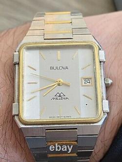 VINTAGE BULOVA MILLENIA WATCH RARE Find Square 30mm new Battery Swiss Made