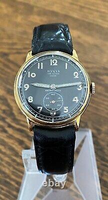 VINTAGE DAMAS RARE WW2 ERA MILITARY STYLE MEN'S SWISS WATCH 15 Jewel