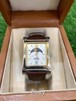 VINTAGE EDOX LES COMBES WATCH 79006 MOON PHASE MINT WithBOX TANK MEN'S VERY RARE