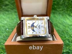 VINTAGE EDOX LES COMBES WATCH 79006 MOON PHASE MINT WithBOX TANK MEN'S VERY RARE