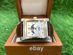 VINTAGE EDOX LES COMBES WATCH 79006 MOON PHASE MINT WithBOX TANK MEN'S VERY RARE