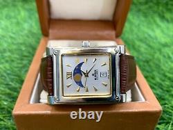 VINTAGE EDOX LES COMBES WATCH 79006 MOON PHASE MINT WithBOX TANK MEN'S VERY RARE