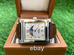 VINTAGE EDOX LES COMBES WATCH 79006 MOON PHASE MINT WithBOX TANK MEN'S VERY RARE