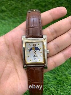 VINTAGE EDOX LES COMBES WATCH 79006 MOON PHASE MINT WithBOX TANK MEN'S VERY RARE