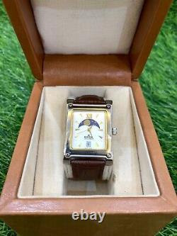 VINTAGE EDOX LES COMBES WATCH 79006 MOON PHASE MINT WithBOX TANK MEN'S VERY RARE