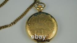 VINTAGE KELLMER 17J SWISS 16S EQUESTRIAN MENS HUNTER POCKET WATCH WithCHAIN RARE