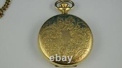 VINTAGE KELLMER 17J SWISS 16S EQUESTRIAN MENS HUNTER POCKET WATCH WithCHAIN RARE