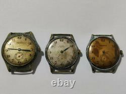 VINTAGE LOT ultra rare swiss made WWII Henex watch 3pcs cal. W810 AS984 military