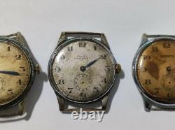 VINTAGE LOT ultra rare swiss made WWII Henex watch 3pcs cal. W810 AS984 military