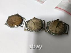 VINTAGE LOT ultra rare swiss made WWII Henex watch 3pcs cal. W810 AS984 military