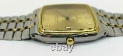 VINTAGE OMEGA SEAMASTER CAL. 1420? QUARTZ DATE GOLD DIAL MEN'S Watch SWISS RARE