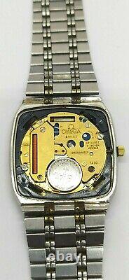 VINTAGE OMEGA SEAMASTER CAL. 1420? QUARTZ DATE GOLD DIAL MEN'S Watch SWISS RARE