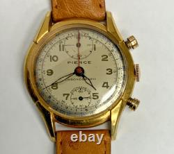 VINTAGE PIERCE CHRONOGRAPH RARE MANUAL WINDING MEN's WRIST WATCH SWISS