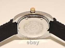 VINTAGE RARE BIG 39mm SWISS MEN'S MECHANICAL CHROME WATCH BASIS BLUE DIAMOND