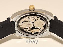 VINTAGE RARE BIG 39mm SWISS MEN'S MECHANICAL CHROME WATCH BASIS BLUE DIAMOND