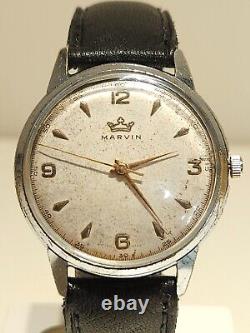 VINTAGE RARE CLASSIC OVERSIZE 37mm MEN'S SWISS WATCH MARVIN CAL. 560/ 15J