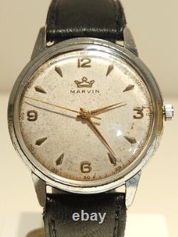 VINTAGE RARE CLASSIC OVERSIZE 37mm MEN'S SWISS WATCH MARVIN CAL. 560/ 15J