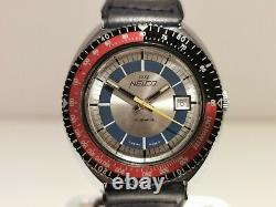 VINTAGE RARE RACING DIVER STYLE MEN'S SWISS MECHANICAL 41mm WATCH NELCO