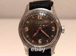 VINTAGE RARE WW2 ERA MILITARY 30mm MEN'S SWISS WATCH ORIS CAL. 202EWith7 jewels