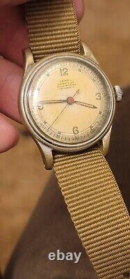 VINTAGE RARE WW2 ERA MILITARY STYLE SWISS MENS 32mm MECHANICAL WATCH JEWEL 15J