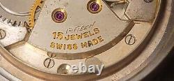 VINTAGE RARE WW2 ERA MILITARY STYLE SWISS MENS 32mm MECHANICAL WATCH JEWEL 15J