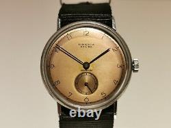 VINTAGE RARE WW2 MILITARY BROWN DIAL 32.5mm MEN'S SWISS MECHANICAL WATCHONEKA