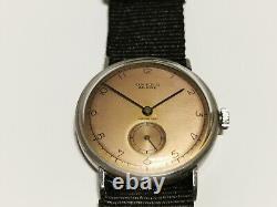 VINTAGE RARE WW2 MILITARY BROWN DIAL 32.5mm MEN'S SWISS MECHANICAL WATCHONEKA