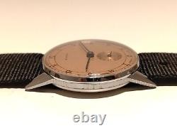 VINTAGE RARE WW2 MILITARY BROWN DIAL 34mm MEN'S SWISS MECHANICAL UNBRANDED WATCH