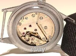 VINTAGE RARE WW2 MILITARY BROWN DIAL 34mm MEN'S SWISS MECHANICAL UNBRANDED WATCH