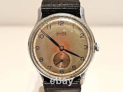 VINTAGE RARE WW2 MILITARY SUB SECOND TWO TONE DIAL SWISS MEN 34mm WATCHANCRE