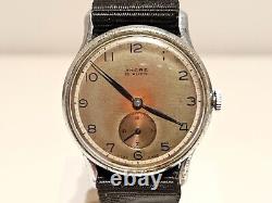 VINTAGE RARE WW2 MILITARY SUB SECOND TWO TONE DIAL SWISS MEN 34mm WATCHANCRE