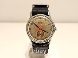 VINTAGE RARE WW2 MILITARY SUB SECOND TWO TONE DIAL SWISS MEN 34mm WATCHANCRE