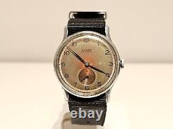 VINTAGE RARE WW2 MILITARY SUB SECOND TWO TONE DIAL SWISS MEN 34mm WATCHANCRE