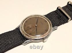 VINTAGE RARE WW2 MILITARY SUB SECOND TWO TONE DIAL SWISS MEN 34mm WATCHANCRE