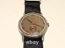 VINTAGE RARE WW2 MILITARY SUB SECOND TWO TONE DIAL SWISS MEN 34mm WATCHANCRE