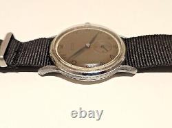 VINTAGE RARE WW2 MILITARY SUB SECOND TWO TONE DIAL SWISS MEN 34mm WATCHANCRE