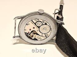 VINTAGE RARE WW2 MILITARY SUB SECOND TWO TONE DIAL SWISS MEN 34mm WATCHANCRE