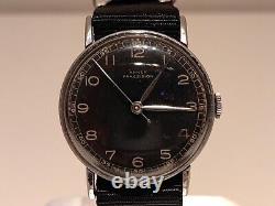 VINTAGE RARE WW2 MILITARY SWISS MEN'S 34.5mm WATCH ANKER PRAEZISION/BLACK DIAL