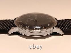 VINTAGE RARE WW2 MILITARY SWISS MEN'S 34.5mm WATCH ANKER PRAEZISION/BLACK DIAL