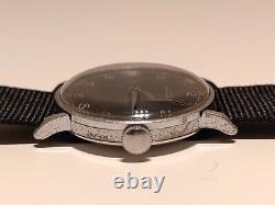 VINTAGE RARE WW2 MILITARY SWISS MEN'S 34.5mm WATCH ANKER PRAEZISION/BLACK DIAL