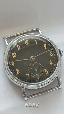 VINTAGE RARE swiss made Black dial watch 16 jewels rubis military WWII Beauty