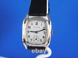 VINTAGE ROMAN 15J SWISS FANCY DECO RARE MENS WRIST WATCH SERVICED C. 1940s