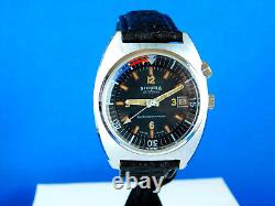 VINTAGE SICURA (BREITLING) RARE 21J SWISS DIVER STAINLESS MENS WRISTWATCH C1970s